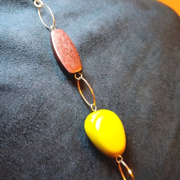 Costume Jewelry Beaded 36" Necklace  Turquoise Lime Green Brown Silver - Picture 6 of 8